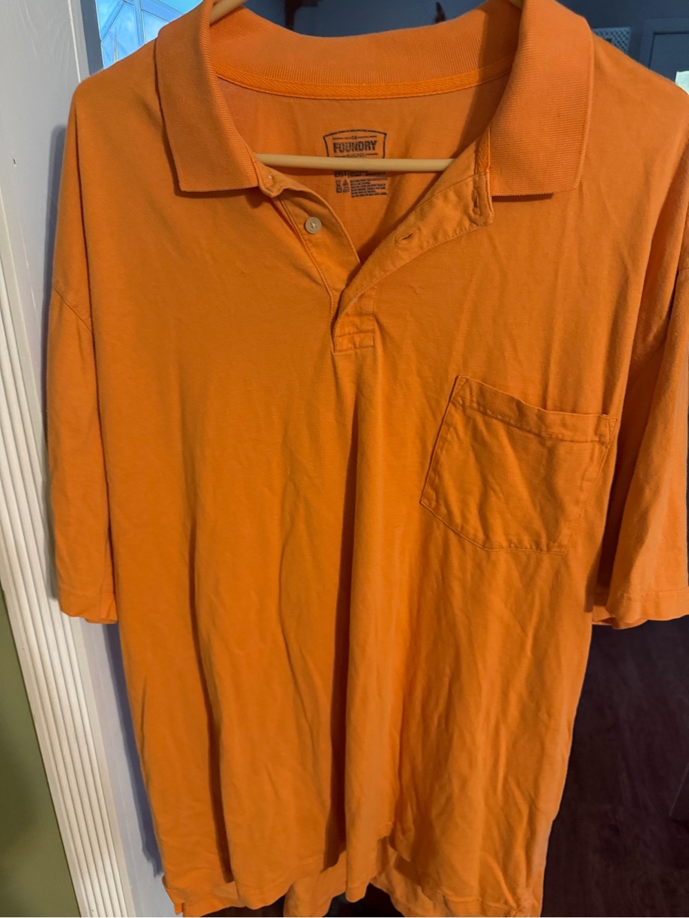 The Foundry Supply Co. Bright Orange Men’s Polo with Chest Pocket